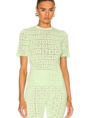 Givenchy Sheer Geometric Knit Top - Light Green